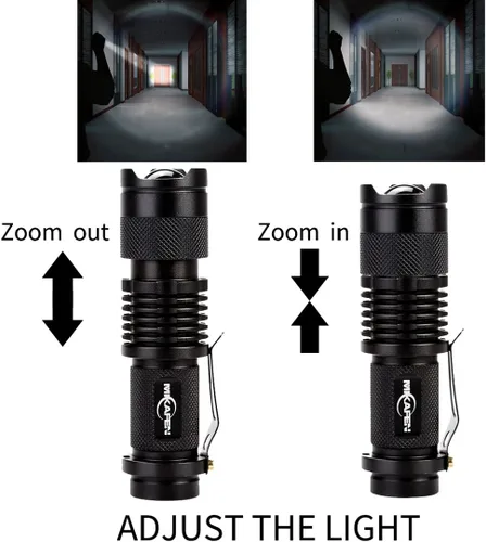 Miniatura 6 de Mini Cree Q5 - Linterna LED, 300 lúmenes, 3 velocidades (luz, luz baja, luz estroboscópica), foco ajustable, luz ampliable, DZ256, 3.00watts 5