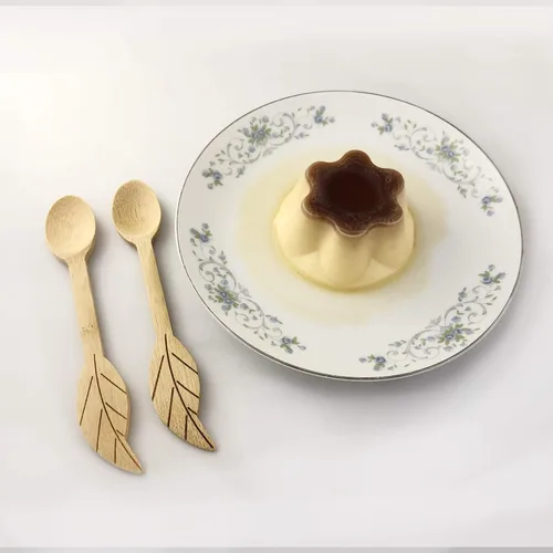 Miniatura 3 de JB Home Collection 4580 Cucharas y tenedores reutilizables de bambú para aperitivo, frutas, postres, helado, yogur, especias, sal, azúcar, té verde