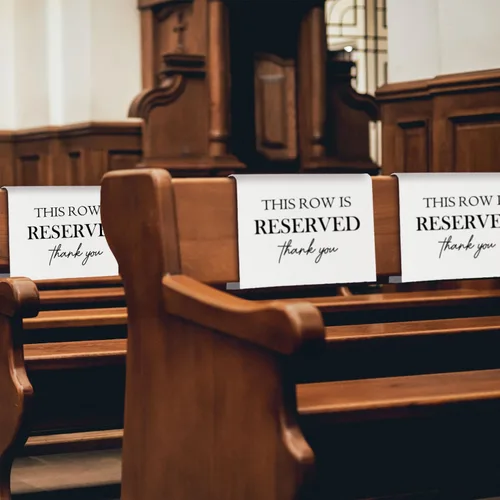 Miniatura 3 de Señales de Asiento Reservado para Sillas, Esta Fila Está Reservada Paños de Banco para Asientos de Iglesia, Decoraciones de Boda para Recepciones