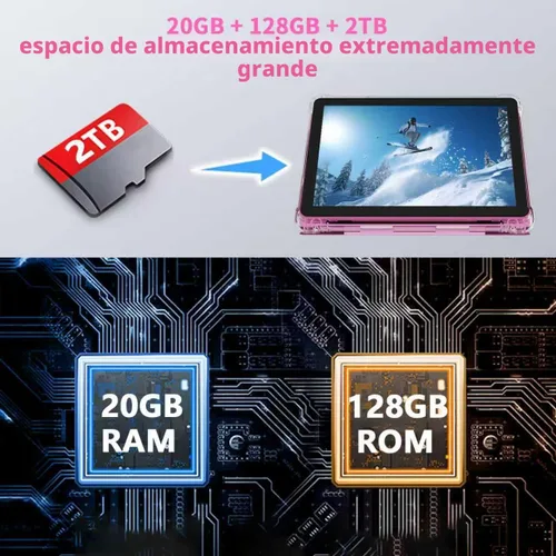Miniatura 4 de Tableta Android 15 de 10 pulgadas, 20 GB de RAM, 128 GB ROM 2 TB expandible, procesador de cuatro núcleos de 2.0 GHz, tableta 2 en 1 con funda