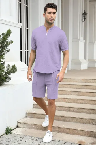 Miniatura 121 de FZNHQL Conjunto deportivo de moda para hombre, 2 piezas, casual, atlético, para correr, manga corta/larga, conjunto para hombre