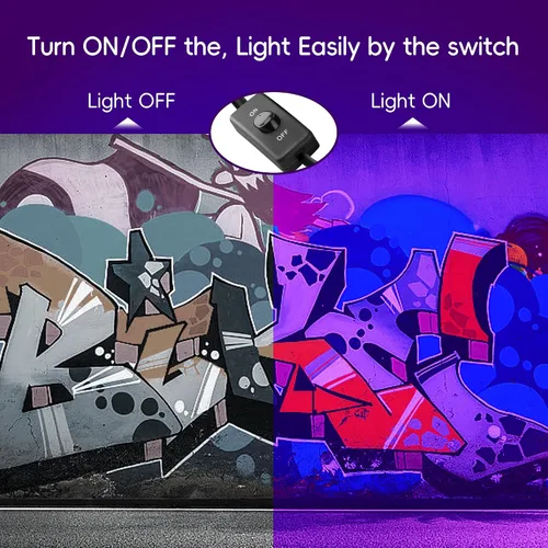 Miniatura 5 de Paquete de 4 luces LED negras de 100 W, luz de inundación de luz negra con enchufe e interruptor, IP66 luz negra impermeable para exteriores