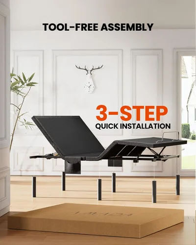 Miniatura 3 de AMADA HOMEFURNISHING Base de cama ajustable con masaje, base de cama ajustable individual XL controlada por aplicación con 4 puertos USB y luz LED