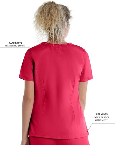 Miniatura 3 de Landau Proflex 4161 - Camiseta médica elástica con 3 bolsillos para mujer, Rojo True