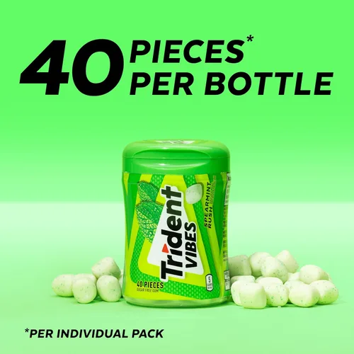 Miniatura 3 de Trident Vibes Spearmint Rush - Goma de mascar sin azúcar, 6 botellas de 40 piezas (240 piezas en total)