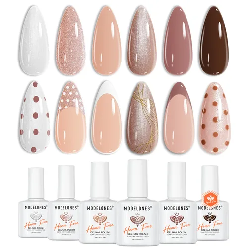 Miniatura 25 de modelones Juego de esmaltes de uñas de gel con purpurina, sin hema, 6 colores, Chameleon Aurora Shimmer Glitter Kit de esmalte de gel azul, verde