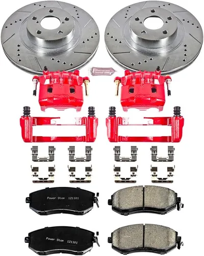 Miniatura 2 de Power Stop KC6082 Z23 Sport Kit de freno de 1 clic con pinzas de recubrimiento en polvo (pastillas de frenado, rotores perforados/ranurados)