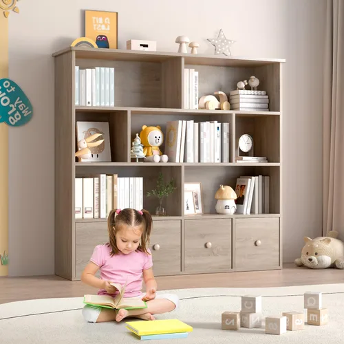 Miniatura 9 de EROMMY Organizador de almacenamiento de juguetes de 47 pulgadas de alto y estantería, almacenamiento de juguetes con 7 cubos de almacenamiento y 4