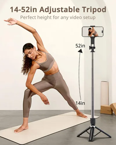 Miniatura 2 de UBeesize Trípode para selfie stick para iPhone y Android, trípode extensible de 52 pulgadas con control remoto, palos de selfie portátiles