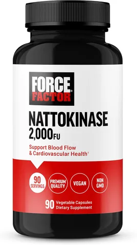 Force Factor Nattokinase 2000 FU, suplemento de nattoquinasa para la salud del corazón y la salud de la presión arterial, píldoras de circulación