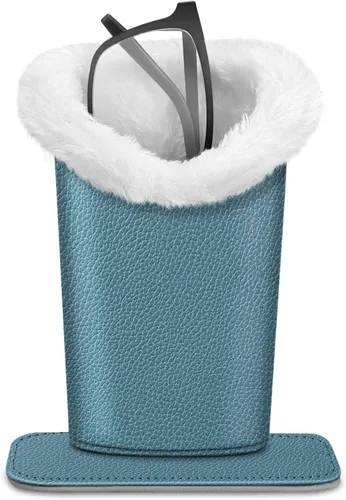 Miniatura 210 de Fintie Soporte para anteojos forrado de felpa con base magnética, estuche de cuero vegano prémium para lentes