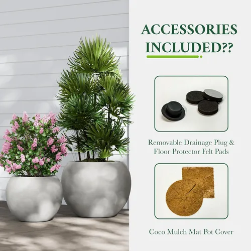 Miniatura 6 de DTY Fiberstone - Maceta tipo globo para interiores y exteriores, maceta esférica ligera para olivo, Monstera y palma, piedra de fibra de vidrio