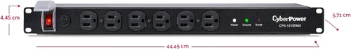 Miniatura 4 de Montaje del rack PDU Cyberpower Cps-1220 Rms, conector múltiple, 12 salida 20 A, 2400 VA, 1800 julios Negro