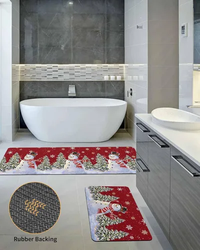 Miniatura 5 de Tapete rojo de Navidad para bañera, antideslizante, de secado rápido y absorbente, tierra de diatomeas, fregadero, dormitorio, cocina, lavable