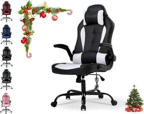 Miniatura 8 de Silla ergonómica para videojuegos, silla de escritorio de oficina con respaldo alto para computadora, con soporte lumbar, ajustable, giratoria, Rojo