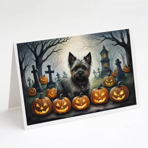 Miniatura 73 de Caroline's Treasures DAC2018GCA7P - Tarjetas de felicitación y sobres de Halloween espeluznantes de Border Collie, paquete de 8 tarjetas en blanco