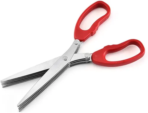 Miniatura 5 de MagiDeal Shredder Tijeras multipropósito multihoja tijeras de corte con acero inoxidable 5 cuchillas (rojo)