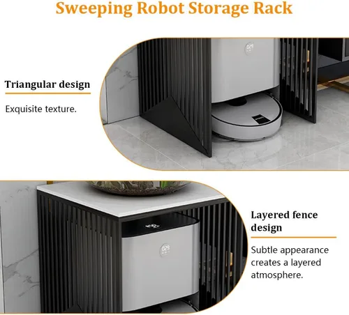 Miniatura 4 de Estante de almacenamiento para robot de barrido con mesa de pizarra, estante de almacenamiento para sala de estar, gabinete oculto al aspirador