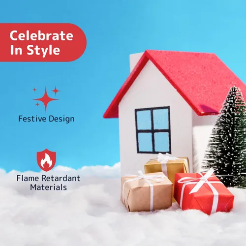 Miniatura 6 de PREXTEX Paquete de 2 rollos de manta de nieve falsa, manta de nieve artificial de 94.5 x 31.5 pulgadas para casas de pueblo de Navidad, fondos