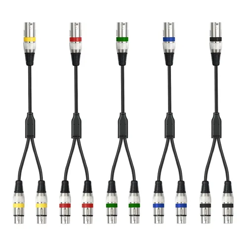 Miniatura 9 de Paquete de 5 cables divisores XLR hembra a doble macho en Y, hembra a 2 machos 3 pines XLR Y, divisor de 3 pines 1 F a 2 M para mezclador de 1 XLR F