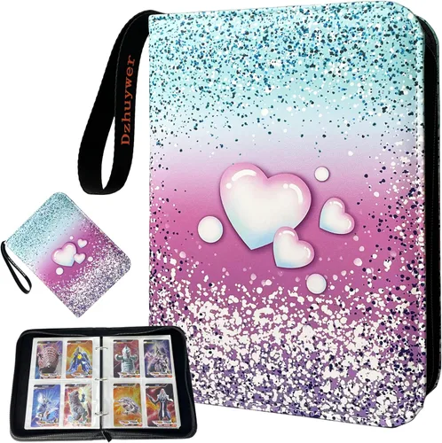 Miniatura 9 de Carpeta de tarjetas coleccionables para 4 bolsillos, 480 tarjetas con 60 fundas extraíbles con cremallera de protección, pulsera de fácil