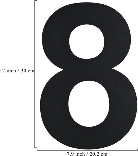 Miniatura 2 de BetLight Números Modernos Grandes para Casa - Número de Domicilio Flotante de Acero Inoxidable de 12 Pulgadas de Alto para Exterior/Negro/Número 8