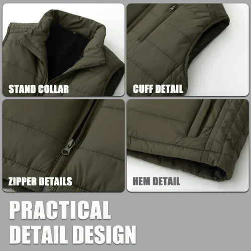 Miniatura 4 de Msmsse Chalecos de invierno para hombre, con forro polar, acolchado, casual, sin mangas