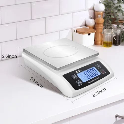 Miniatura 3 de Báscula Digital de Cocina 30kg/66lb Gran Báscula de Alimentos para Hornear Cocinar Escala de Pan de Acero Inoxidable con Pantalla LCD Escalas
