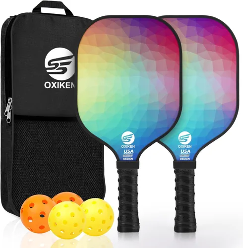 Juego de 2 palas de pickleball aprobadas por USAPA de fibra de carbono (CHS) núcleo de panal de polipropileno, agarre antideslizante que absorbe el