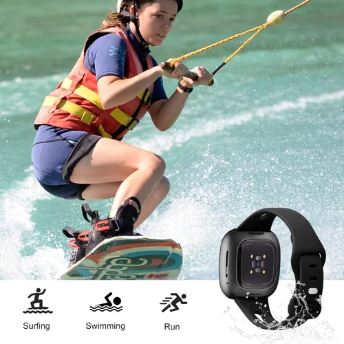 Miniatura 4 de Ouwegaga Compatible con Fitbit Versa 3 bandas para hombres/Fitbit Sense bandas para hombres y mujeres, correa de reloj deportiva delgada de silicona