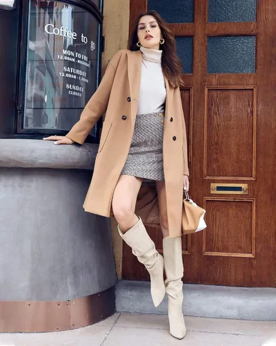 Miniatura 3 de Coutgo Botas altas hasta la rodilla para mujer, con tacón ancho de pantorrilla, puntera puntiaguda, botas largas para invierno