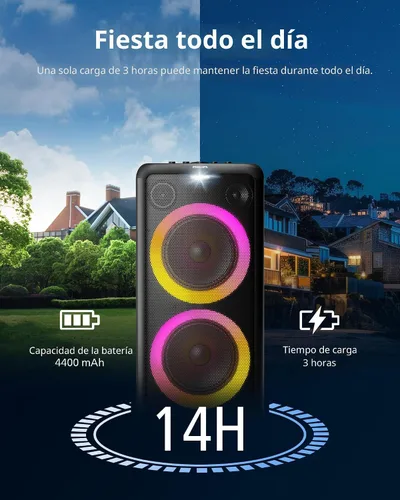 Miniatura 3 de PHILIPS X3206 Altavoz Bluetooth Party con graves profundos, batería de hasta 14 horas, luces de fiesta y efectos de karaoke, entrada de micrófono