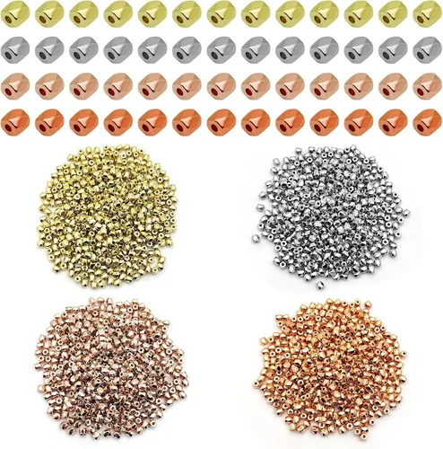 Miniatura 18 de 1000 cuentas espaciadoras redondas planas para manualidades, cuentas de disco de 5 colores para hacer joyas, pulseras, collares, aretes