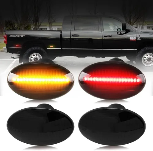 Miniatura 7 de D-Lumina Conjunto de Luces Marcadoras Laterales LED Ámbar y Rojo para Fo-rd F350 F450 F550 Super Duty 1999-2010 Guardabarros de Cama Dually, Lámpara