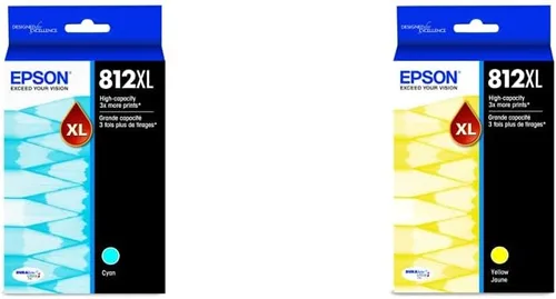 Epson T812 DURABrite Ultra Ink Cartucho cian de alta capacidad (T812XL220-S) y T812 DURABrite Ultra Ink Cartucho amarillo de alta capacidad