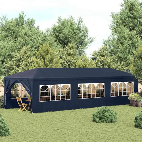 Miniatura 2 de vidaXL Tienda de campaña para fiestas de 10 x 30 pies, color azul, resistente a los rayos UV y resistente al agua, marco de acero resistente al