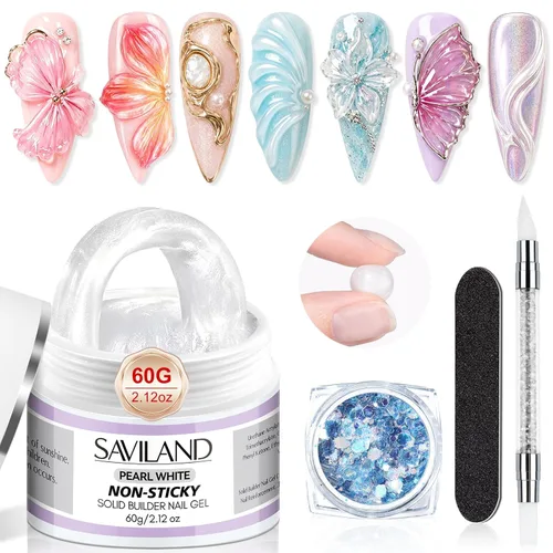 Miniatura 12 de SAVILAND Kit de Gel de Uñas Constructor Sólido No Pegajoso: Kit de Inicio de Arte de Uñas 3D Escultura de Uñas Gel Sólido Duro de Larga Duración