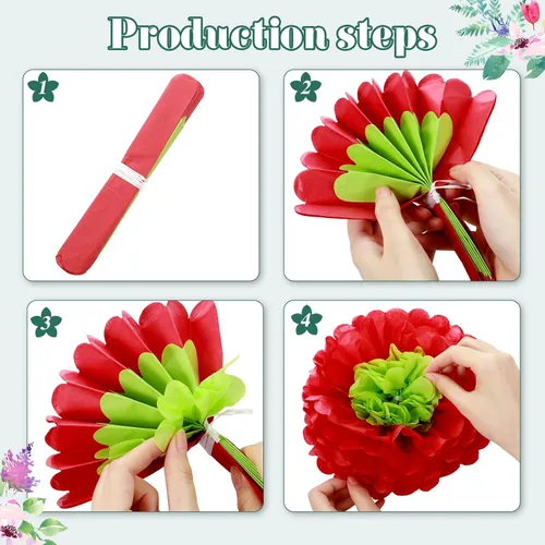 Miniatura 4 de Tallew 18 piezas de papel mexicano flores de papel de seda coloridas para fiesta mexicana primavera floral telón de fondo de fiesta de baby shower