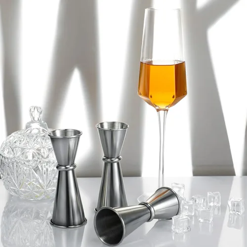 Miniatura 4 de Jigger de 9 piezas para cóctel de bartending de 2 onzas, 1 oz, taza medidora de vidrio de acero inoxidable 304, vaso de medición de tiro doble