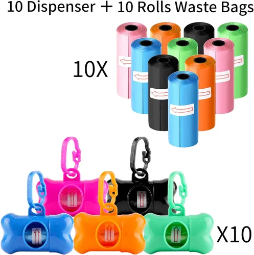 Miniatura 4 de Arroyner Paquete de 10 dispensadores de bolsas de excremento en forma de hueso, dispensador de bolsas de eliminación de residuos de mascotas