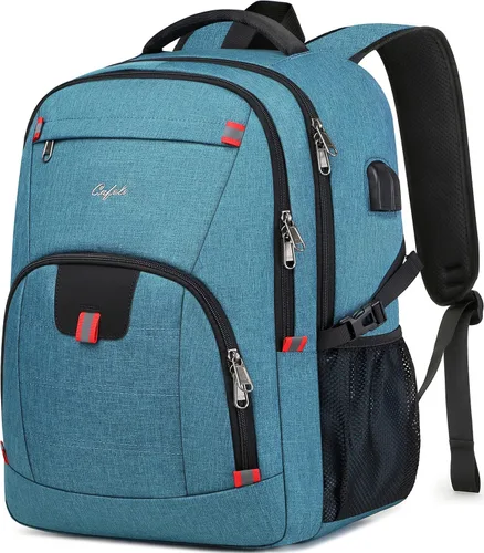 Miniatura 10 de Mochila para portátil de 17.3 pulgadas, mochila grande para computadora con puerto de carga USB, mochila resistente al agua y resistente