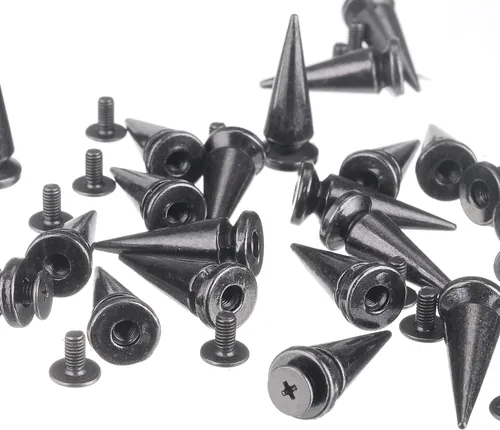 Miniatura 3 de RUBYCA 10 juegos de espigas y tachuelas grandes de metal para árbol grande de 0.984 in con parte trasera metálica para bricolaje de cuero, negro