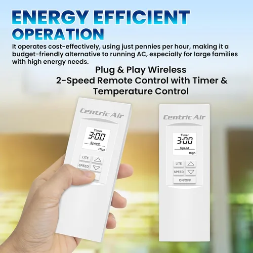 Miniatura 4 de QA-Deluxe 3300 incluye control remoto inalámbrico Plug & Play de 2 velocidades de temperatura/temporizador Amortiguador aislado R5 Ventilador