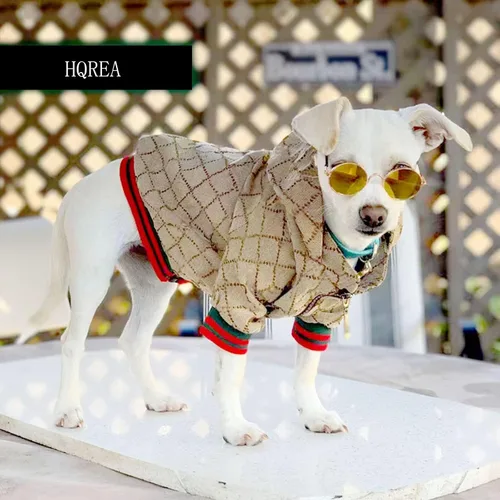 Miniatura 6 de Sudadera con capucha para perro, chaqueta de invierno de lujo para perros pequeños, ropa clásica de diseñador, bulldog francés, teddy, pug, ropa