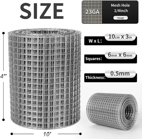 Miniatura 2 de Hardware Cloth - Rollo de malla de alambre galvanizado de 4 pulgadas x 10 pies y 1/4 pulgadas (23 GA) para vallas de corral de pollo, malla