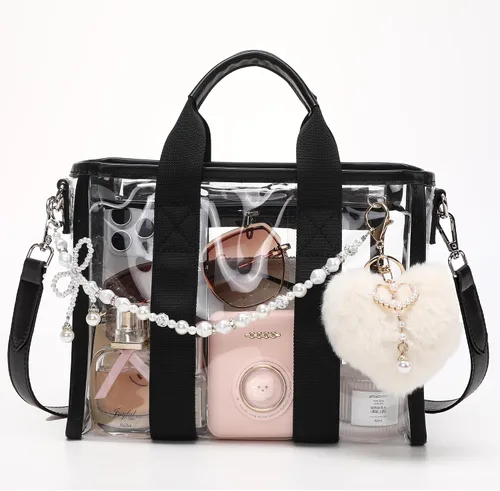 Miniatura 9 de Mini bolsa de mano, bolsa de playa iridiscente, bolsa transparente para eventos de estadio, conciertos, bolso resistente al agua con correa cruzada