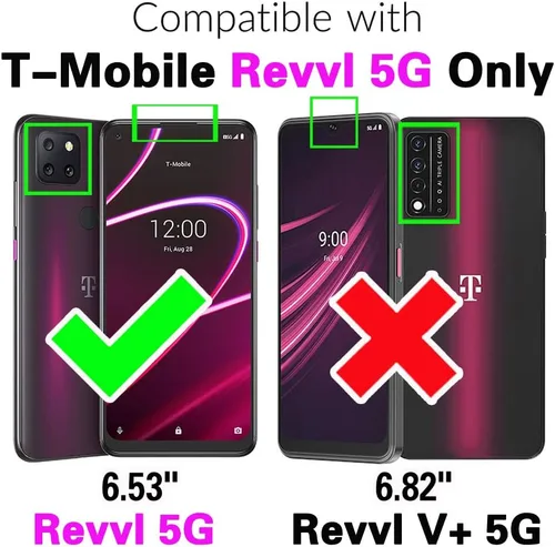 Miniatura 2 de Asuwish Funda de teléfono para T-Mobile Revvl 5G, híbrida, resistente, a prueba de golpes, a prueba de caídas, cuerpo completo, resistente