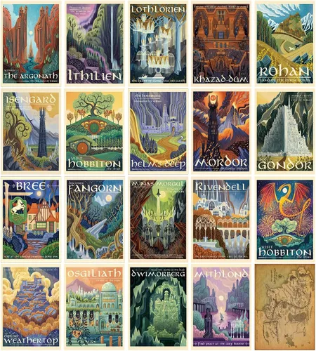 Miniatura 18 de Meksular Impresiones artísticas de pared de paisaje de la Tierra Media, pintura en lienzo, carteles de fantasía, imágenes de pared, para regalo