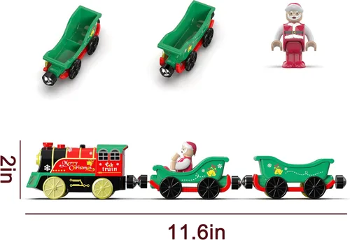 Miniatura 6 de Juego de tren eléctrico para pistas de madera, juguete de trenes a batería con luces y sonidos para niños pequeños, tren motorizado para niños