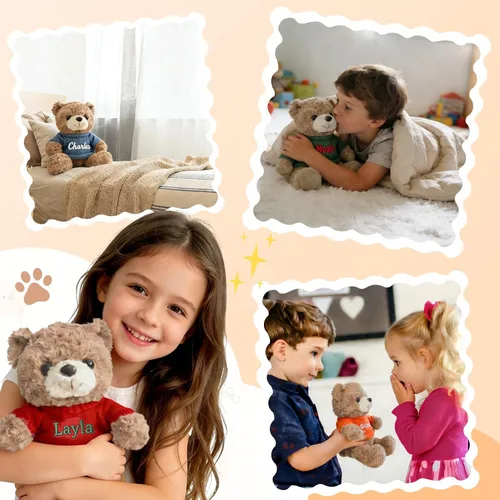Miniatura 8 de Oso de peluche personalizado con nombre bordado personalizado, animal de peluche suave de 10/12/16 pulgadas, día de San Valentín, cumpleaños